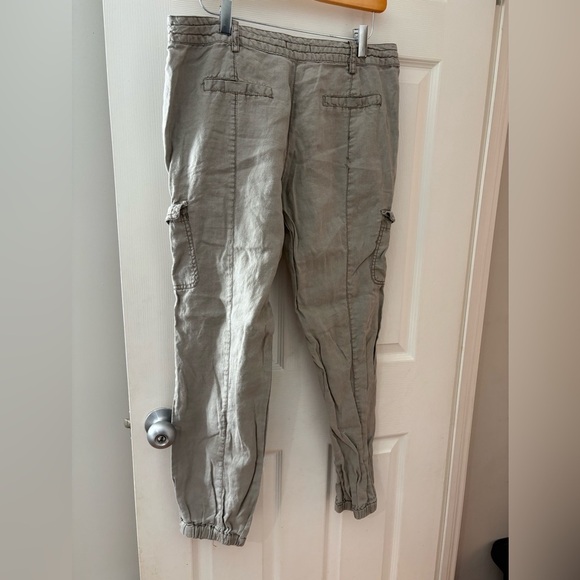 Monsoon 100% linen cargo jogger size 8 zipper and drawstring - Picture 2 of 12